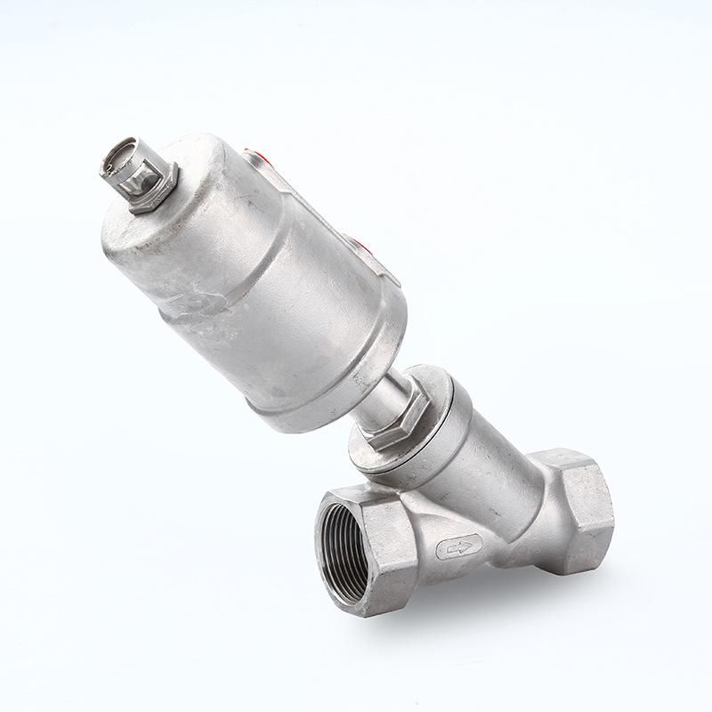 304 Stainless Steel Pneumatic Y-Type Angle Seat Valve DN25, Internal Thread, Quick Connect, High-Temperature Steam.