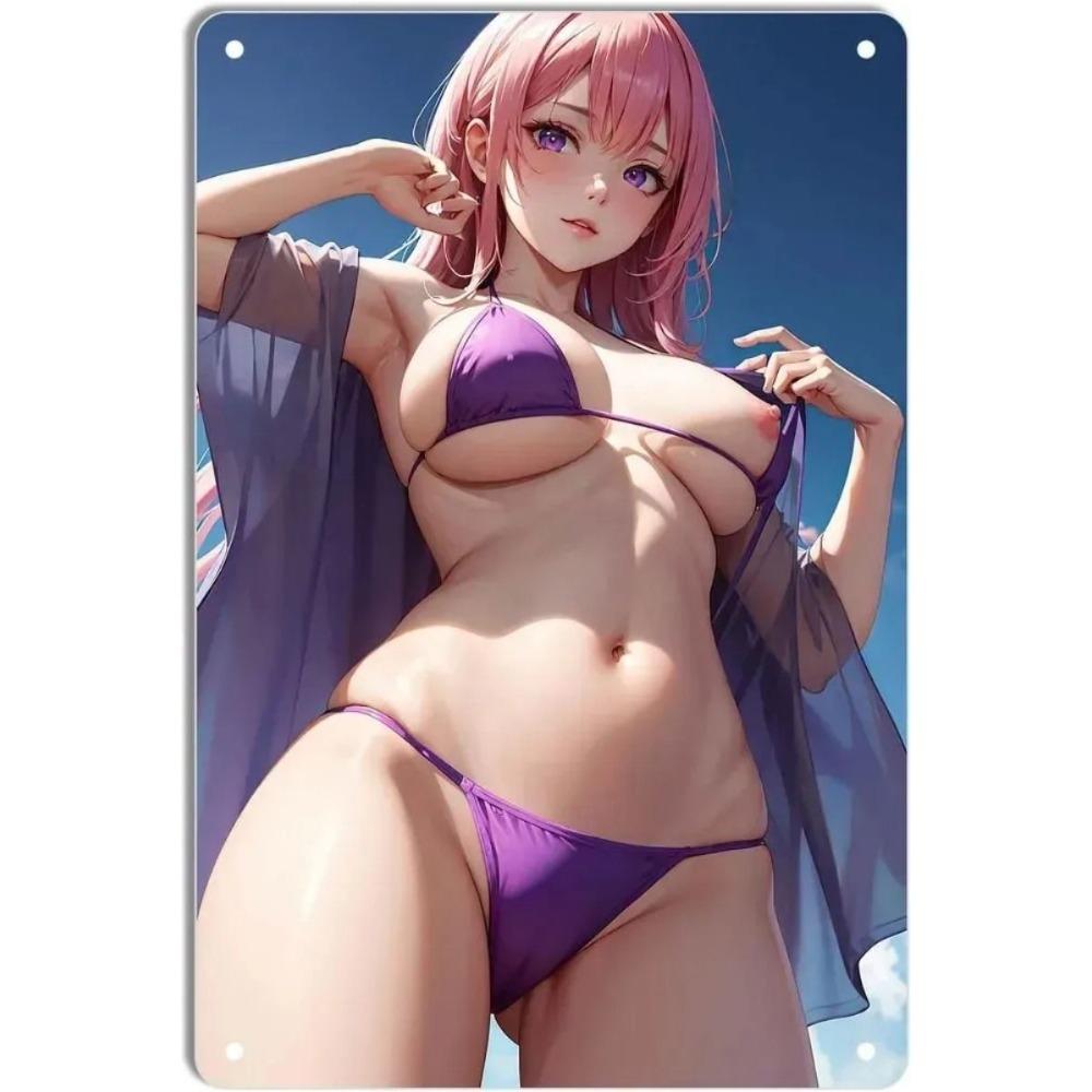 Decorative Metal Tin Sign, Anime Fitness Girl, 20x30 cm