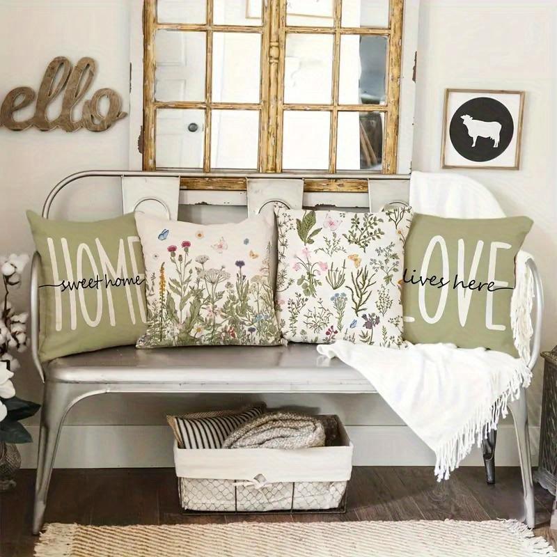 1/4pcs Floral Patterned Home Sweet Love Lives Here Pillowcases Sofa cushion cover home bedroom room decoration