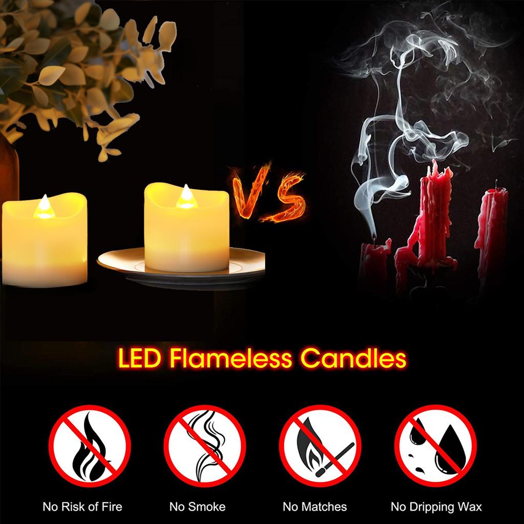 Flameless Votive Candles Battery Operated 200+ Hours Flickering Led Electric Tealights for Wedding Christmas Table Centerpieces