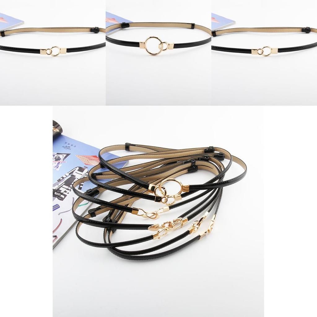 Simple Solid Color Ring Buckle Decoration Women Slim Waist Belt For Daily Wear