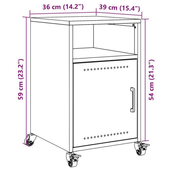 VidaXL Tables de chevet 2 pcs vert olive 36x39x59 cm acier, armoire, meubles de chambre à coucher, support de téléphone, 846725