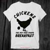 ZC137 Hühner Das Haustier, das Frühstück kackt T-Shirt für Erwachsene vintage gewaschen Vielseitig Unisex Stilvoll Weiches Oberteil für den Alltag