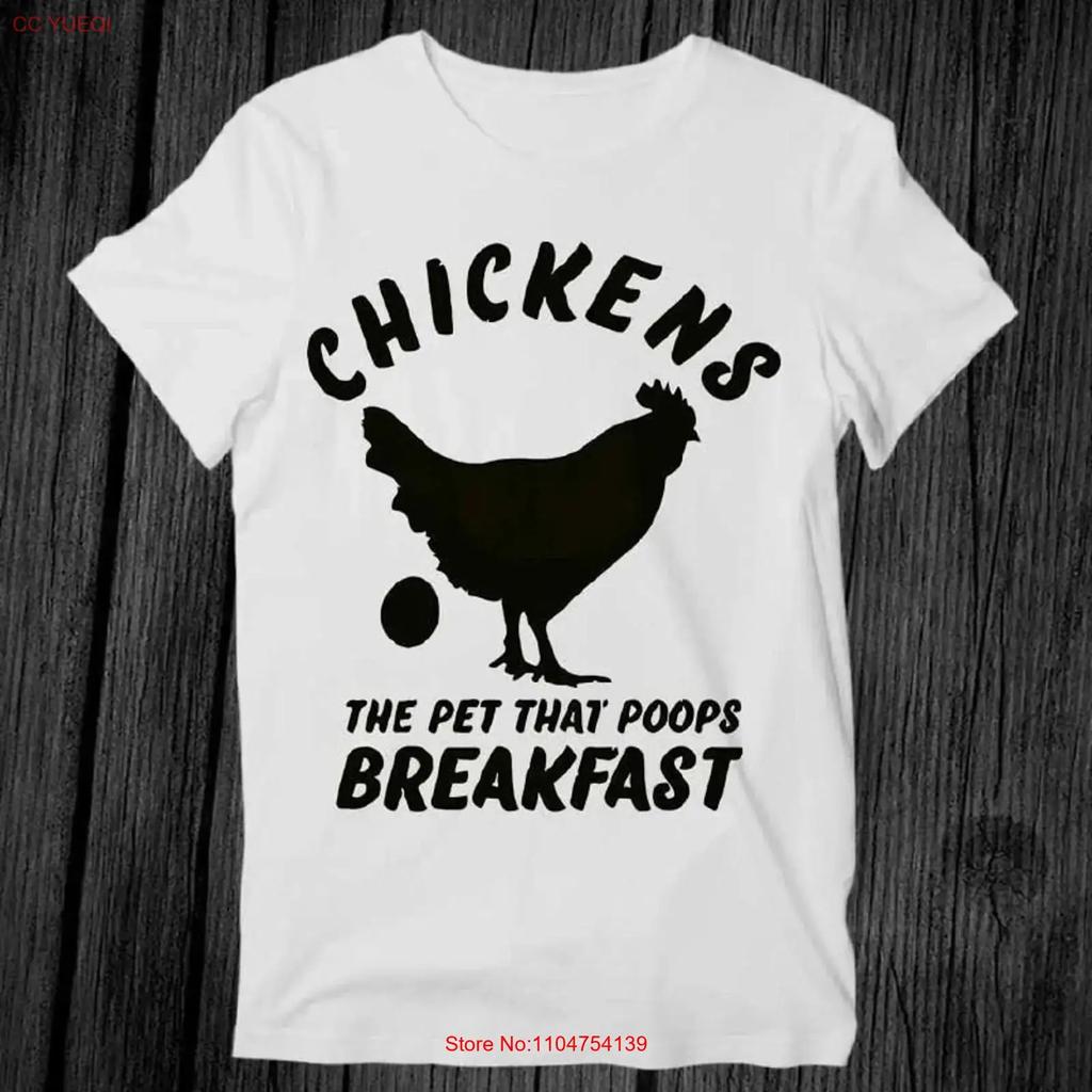 ZC137 Chickens The Pet That Poops Breakfast T Shirt Adult Vintage Washed Versatile Unisex Stylish Soft Top For Everyday Wear