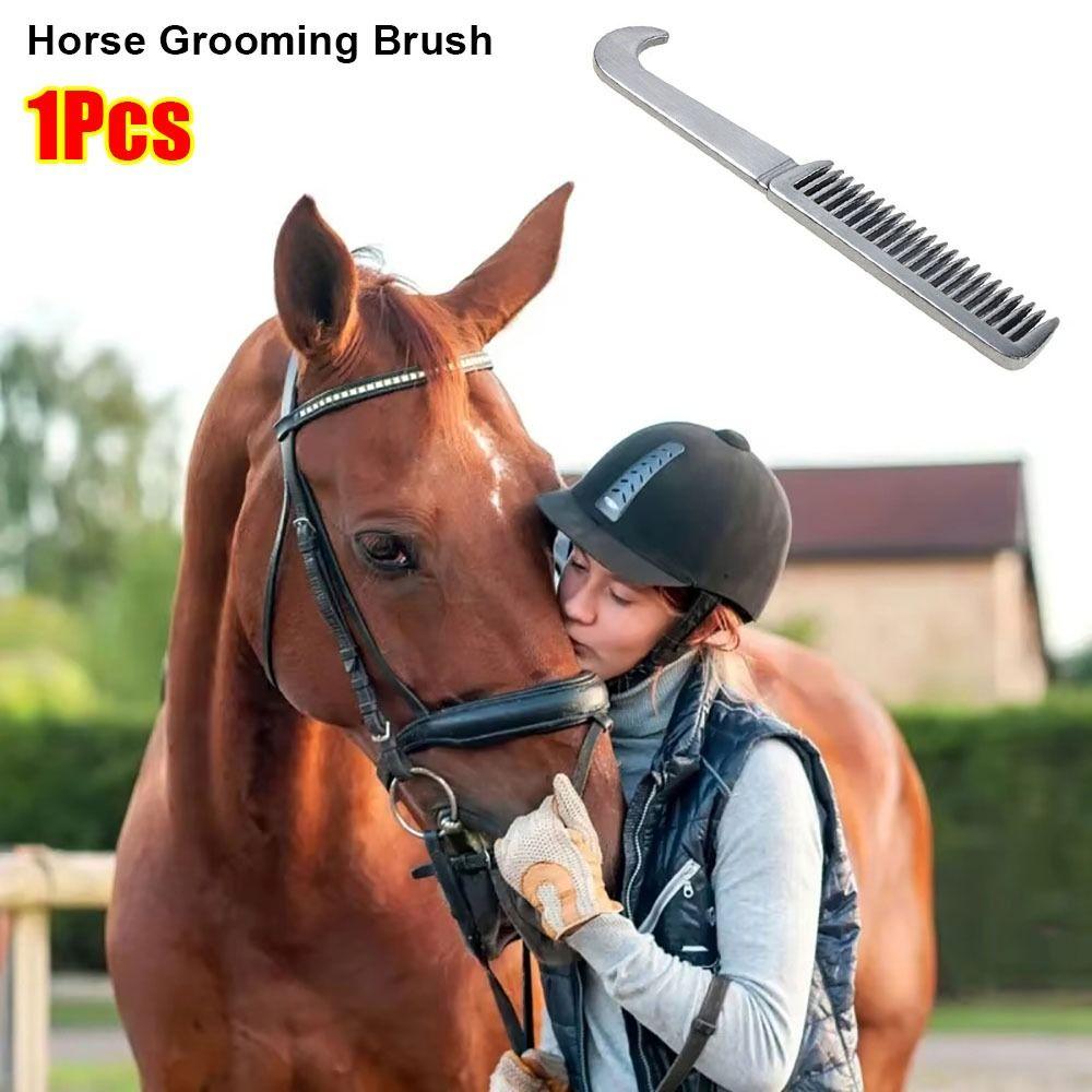 1Pcs Thickened Tooth Horse Grooming Brush Aluminum Alloy Bristle Riding Brush  Horse Cleaning Tool