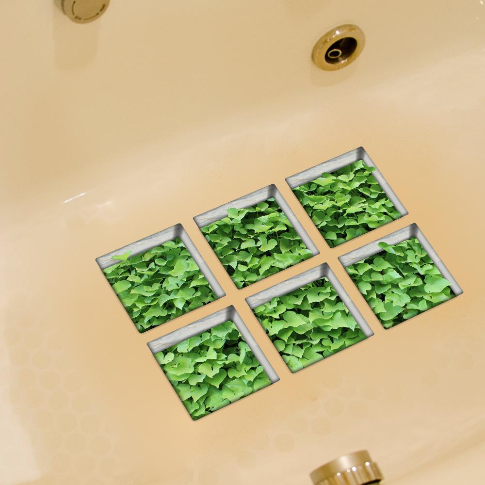 6 Stück vierblättriges Kleeblatt und Blume Badewannenaufkleber, rutschfest, wasserdicht, 3D-Effekt, selbstklebender Badezimmeraufkleber, PVC, abnehmbares Wandbild, 13 x 13 cm