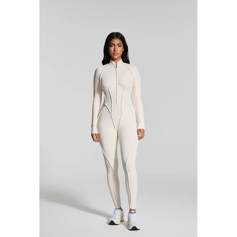 BetterMe Same Style Sexy Silm Jumpsuit Long Sleeves Zipper Tight Jumpsuit One-Piece Fitness Suit with Chest Pad