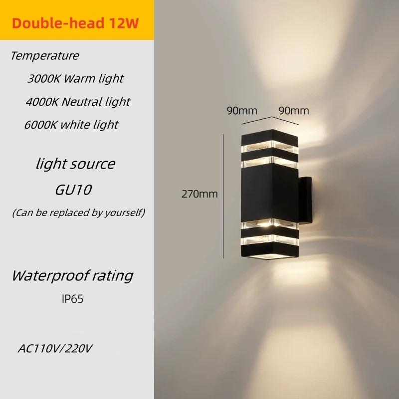 Outdoor Wall Lights Exterior Wall Waterproof Led Wall Washers Hotel Entrance Upper and Lower Double-headed Pillars Outdoor Light