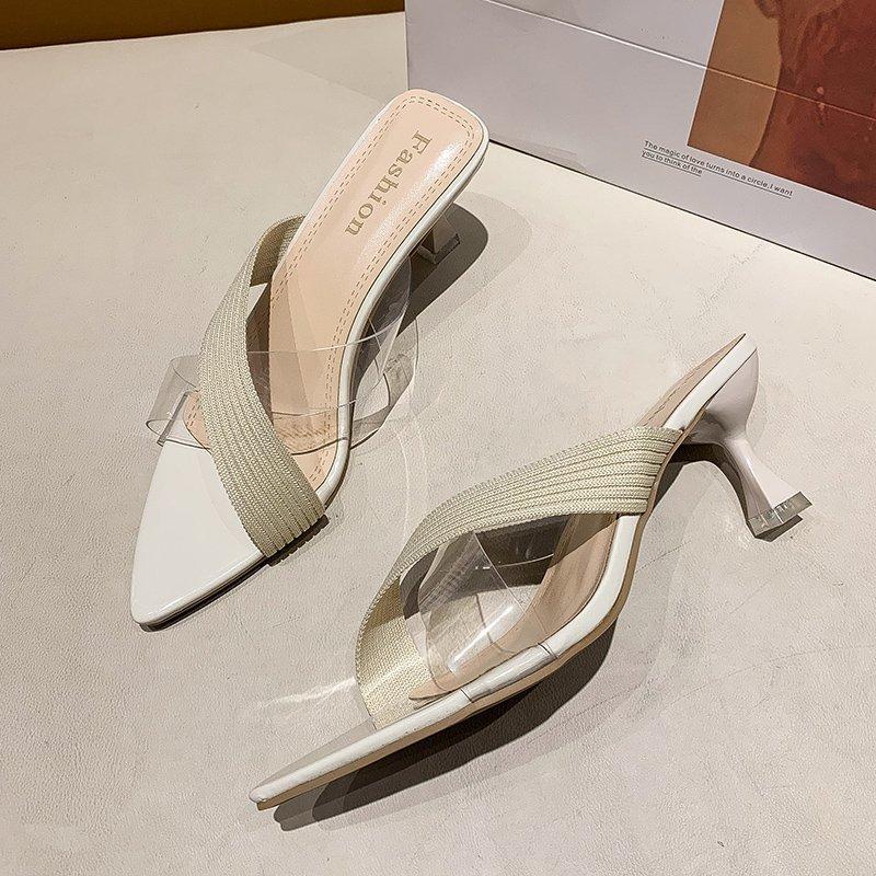 Summer Women Pointed  Pumps Sandals for Ladies Sexy Mules High Heels Slip-on Slippers Slides Shoes