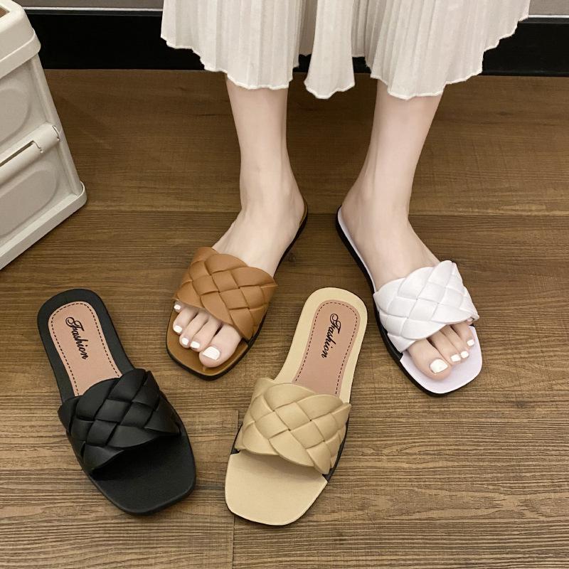 Women's Summer Diamond Pattern One-Strap Slippers: Indoor & Outdoor Wear