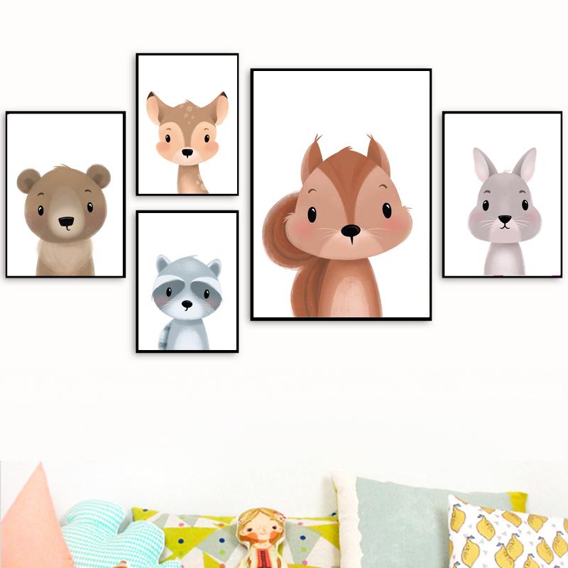 Foaie de decorare cu animale Poze Poster de artă de perete Pânze pentru copii Picturi de cameră pentru grădiniță Printuri decorative Postere de perete fără cadru