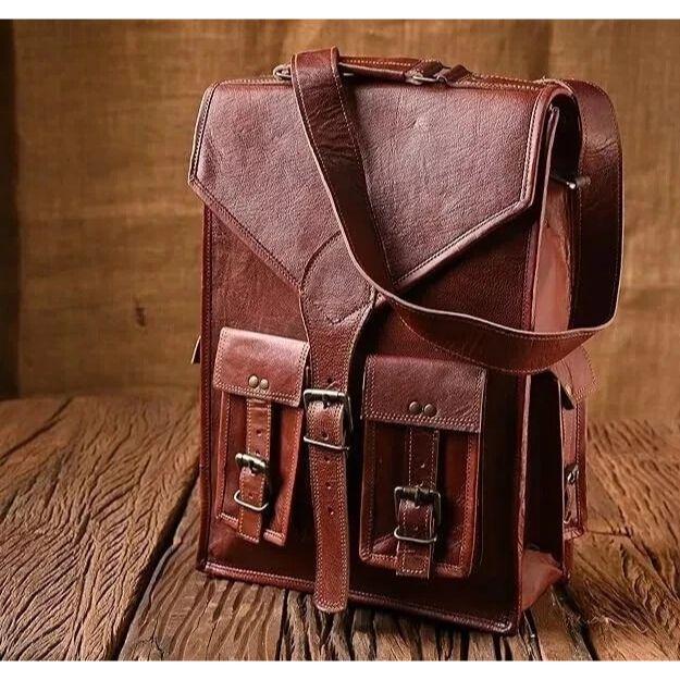 

Кожа Натуральная Сумка Рюкзак Мужской Рюкзак Ноутбук Винтаж Настоящий Коричневый Путешествия Новый 16 x 12 x 5 in