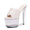 Fashion New Model Shoes Ultra-high Heels 17CM Thin Heels Waterproof Platform Slippers Women's Transparent Crystal Shoes Wedding Shoe