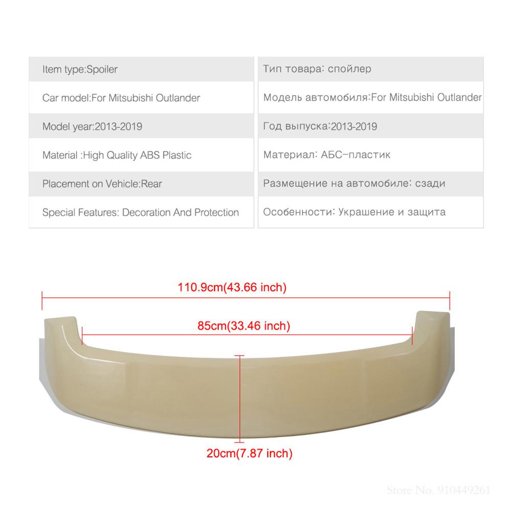 For Mitsubishi Outlander 2013 To 2018 Roof Spoiler High Quality ABS Spoiler Primer or Any Color Rear Spoiler for Outlander