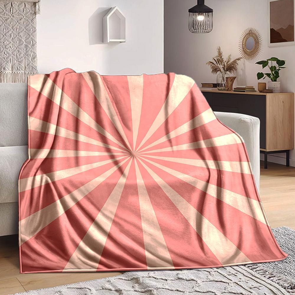 1pc Sunburst Stripes Lightweight Flannel Blanket, Comfortable and Warm Blanket, for Office and Camping Sofa Bed, Livingroom185