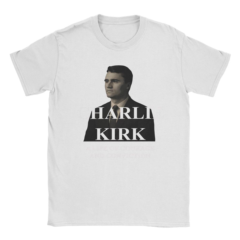 Charlie Kirk Tribute 100 Cotton TShirt For Men Summer  Funny T Shirts Crewneck Harajuku Tees Oversized Wholesale Clothing