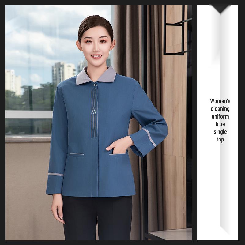 High-End Autumn/Winter Long Sleeve Housekeeping Uniform for Female Cleaners in Hotels and Malls