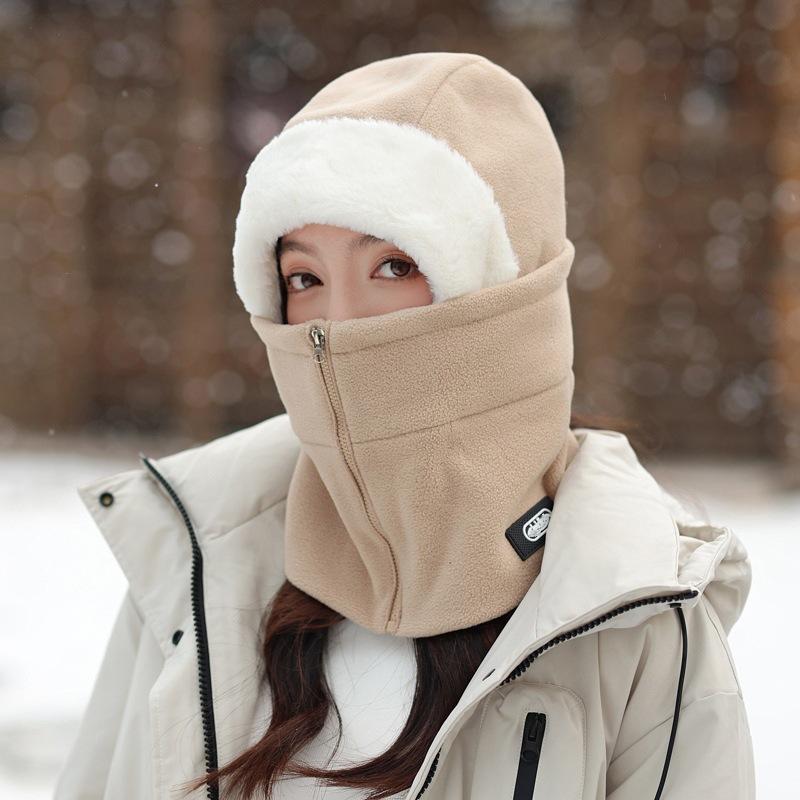 Winter Unisex Windproof Cycling Neck Gaiter With Zipper Design Integrated Cap Thermal Liner for Bike Riding Skiing Motocycle хаки