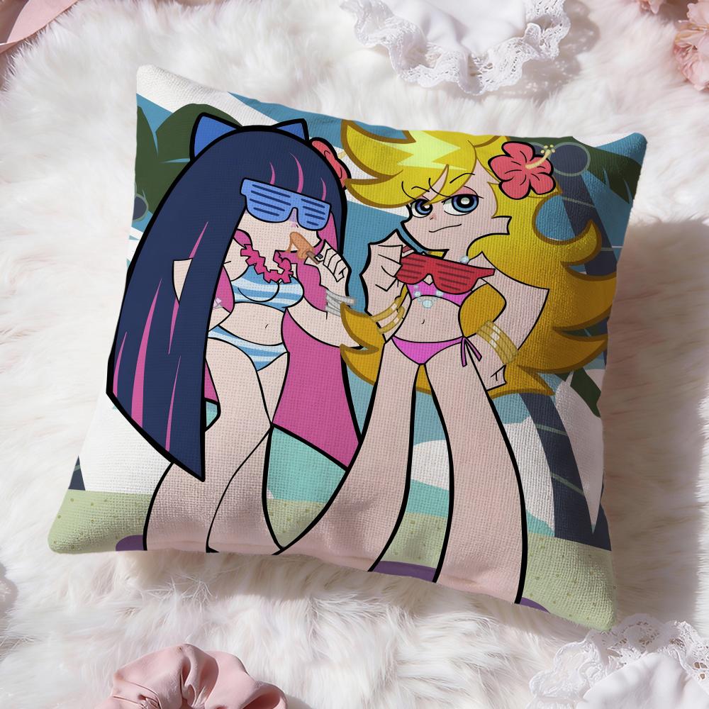 P-panty and Stockings Cushion Cover Premium Comfort Reversible Pillow Cove -Two In One Design for Any Room & Car Interior