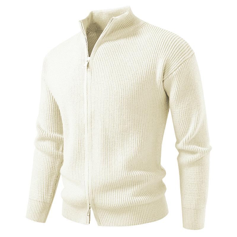 

Men s 2025 Solid Color Stand Collar Cardigan Sweater L