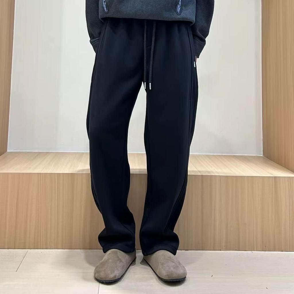 Autumn and Winter New Straight Sweatpants Trendy Sports Solid Color Versatile Comfortable Fleece Pants Men's Loose Casual Pants