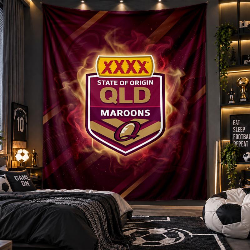 Duvara Asılan Goblen Queensland Maroons Baskılı Kumaş Salon Yatak Odası Ev Dekorasyonu İçin