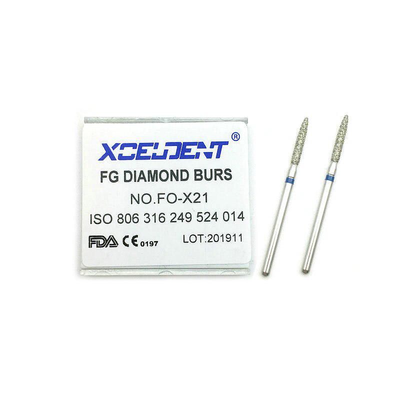 10pcs Diamond Burs Dental FG 1.6mm High Speed Drills for Polishing Smoothing Teeth Polishers FO-X21