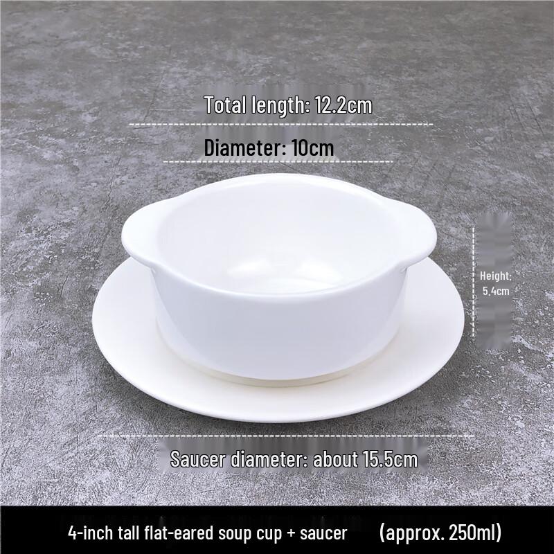 Ceramic Double-Handle Soup Tureen Set with Saucers