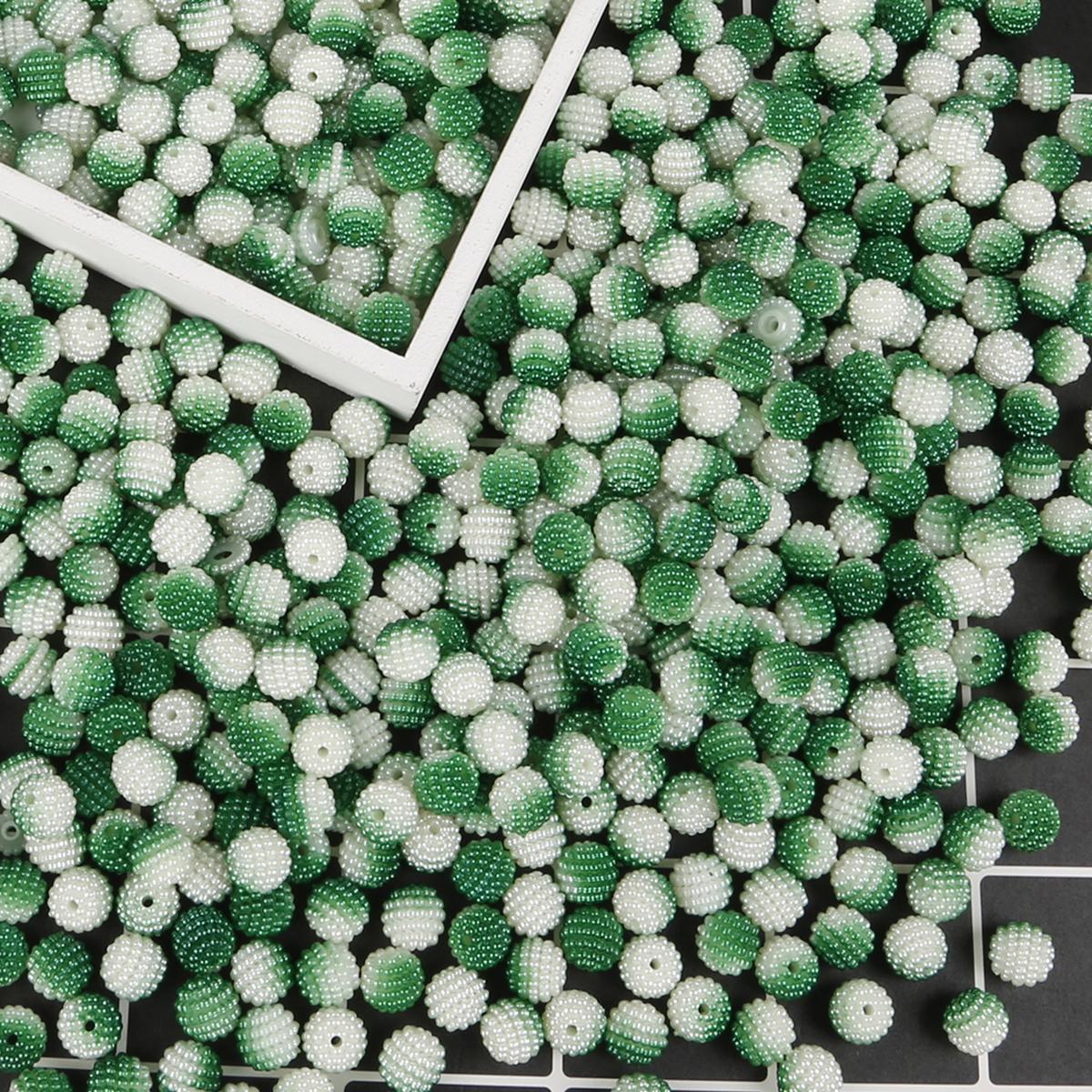 

10 мм 50 шт. Акриловые бусины Байберри градиентного цвета круглые свободные бусины для изготовления ювелирных изделий своими руками зелёный