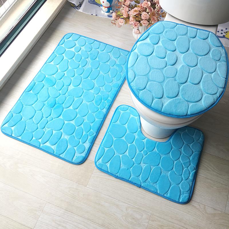 Ensemble de 3 pièces Tapis de bain pour la maison et la salle de bain Tapis de toilette Tapis de bain antidérapant Tapis de salle de bain Ensemble de tapis de douche Couvercle de toilette Tapis de sol