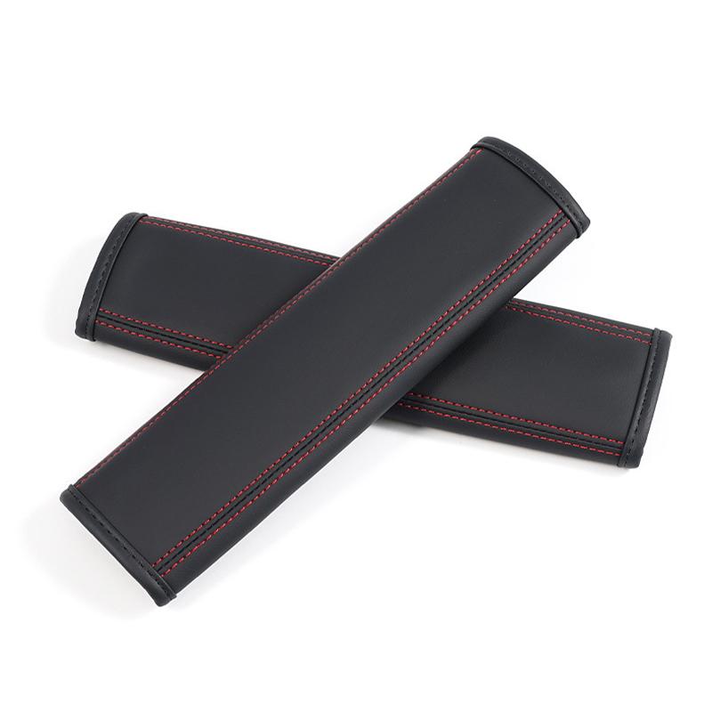 

2Pcs Nappa Leather Car Seat Belt Covers Safety Belt Pad Protective Comfort Interior Decoration Auto Accessories For Adults Kids красный