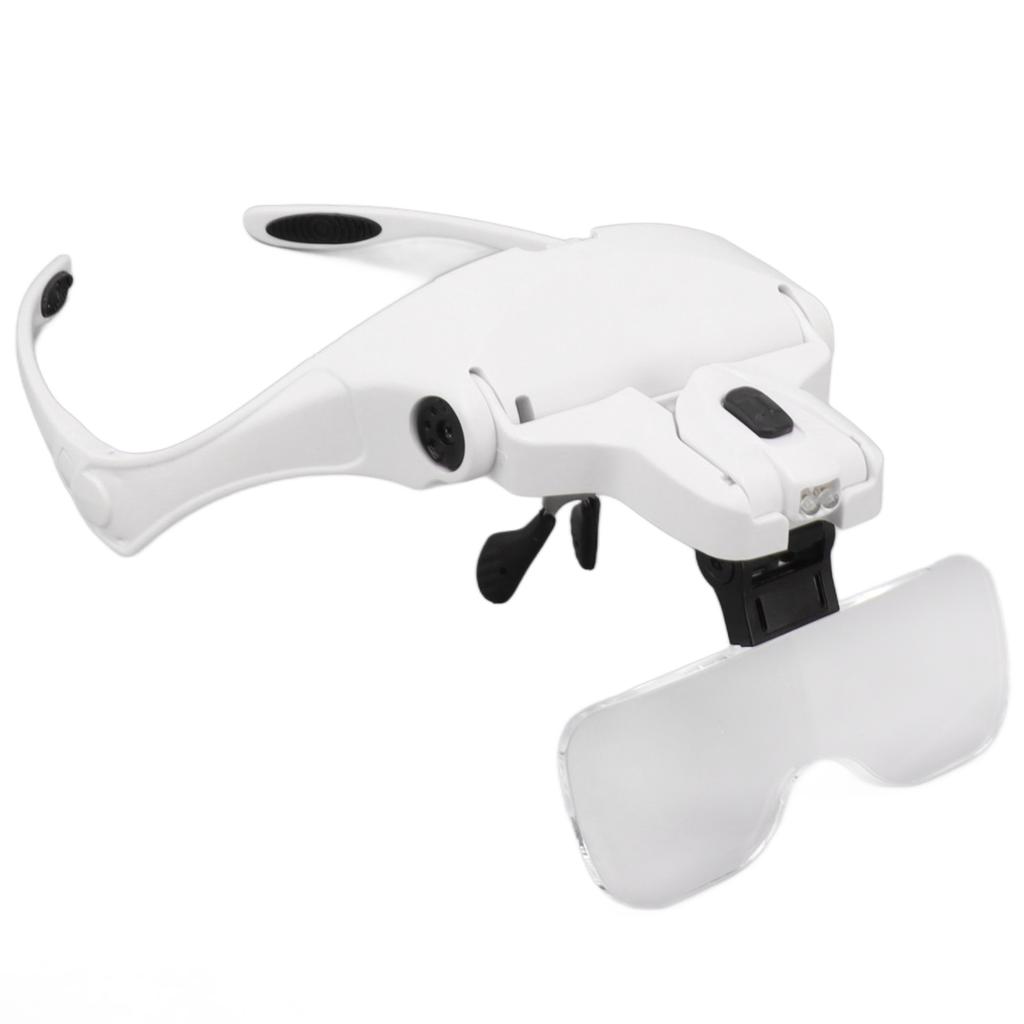 Headband Magnifier Hands Free 1X 1.5X 2X 2.5X 3 .5X Head Mount Magnifier with LED Light for Close Work Reading Sewing