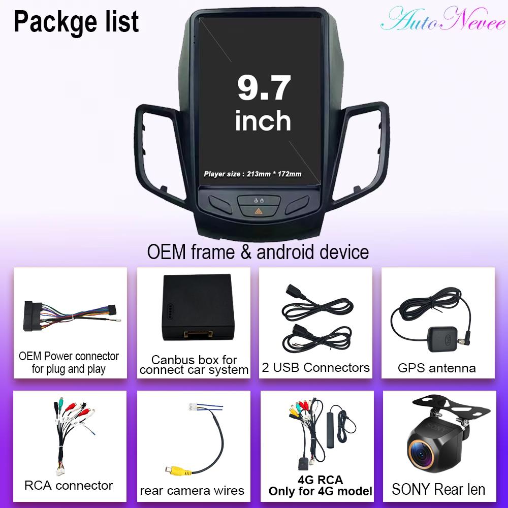 Android 14 Car Radio For Ford Fiesta MK7 2009 -2017 GPS Navigation Stereo Multimedia Player Carplay Vertical Screen Head Unit