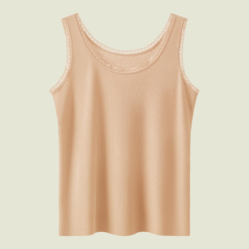 Lace sling vest women's inner and outer summer wear large size slim-fit threaded chest pad thin anti-light bottoming top