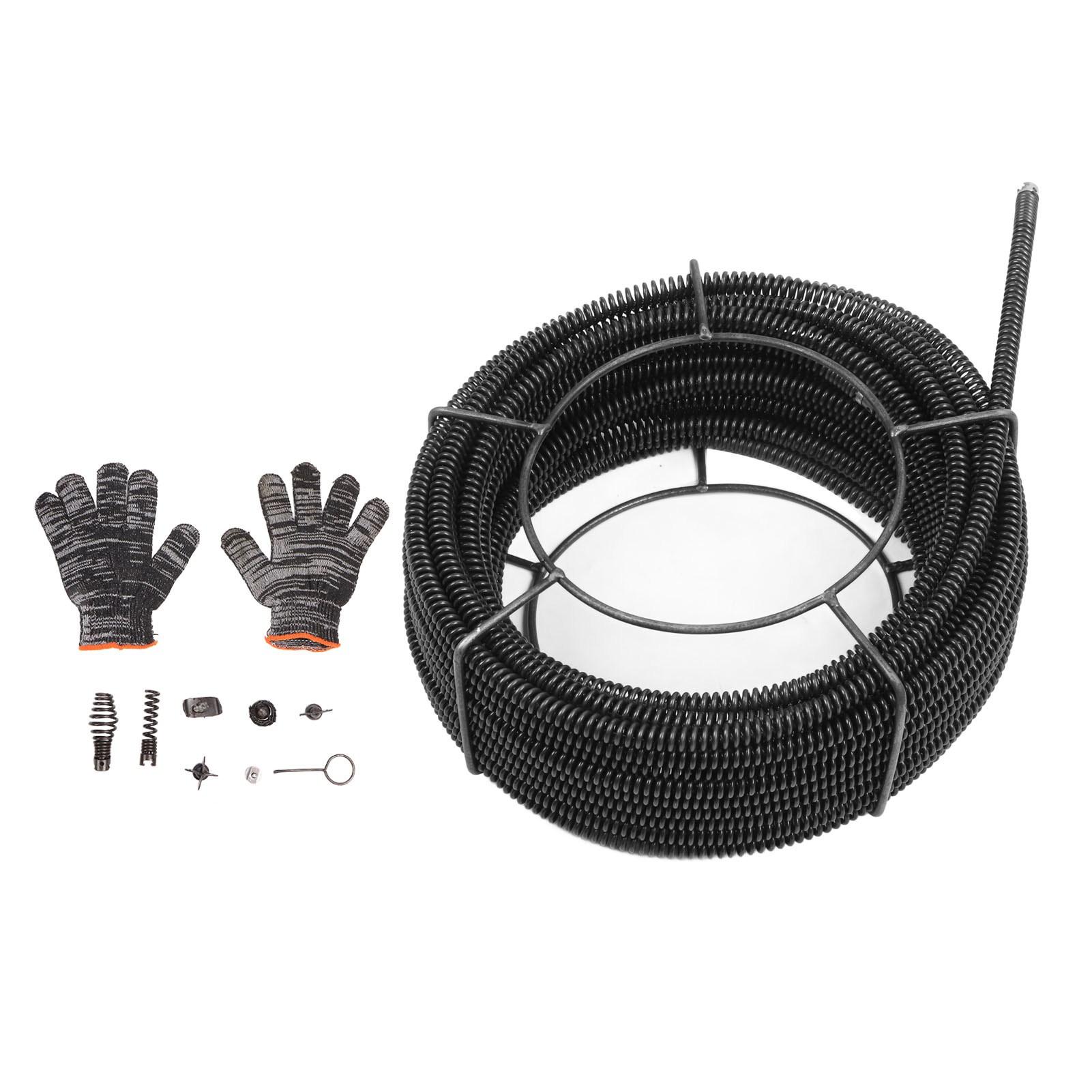 

Трос для прочистки канализации, шнек для прочистки труб, змея, пружинный очиститель для раковины, душевых труб, 16 мм, 30 метров белый