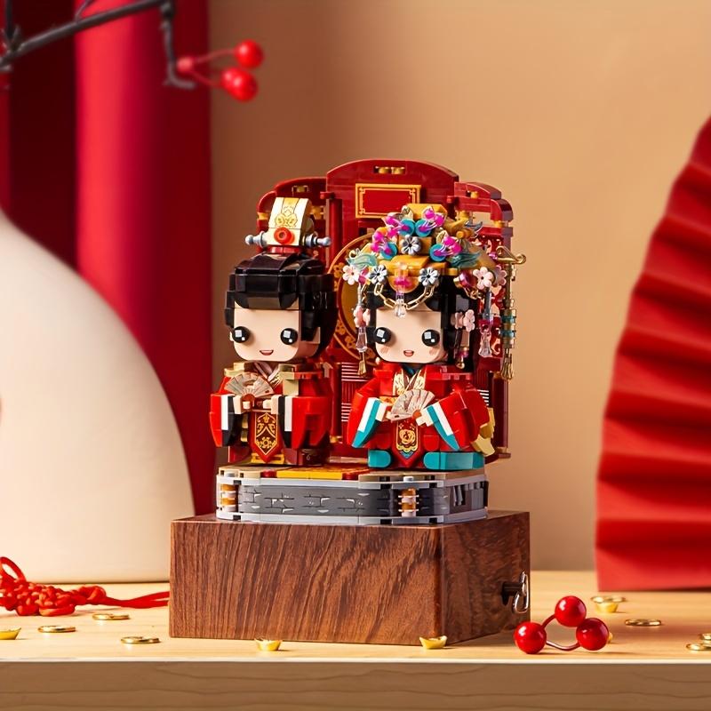 Unique Assembled Building Blocks Music Box Chinese Wedding Music Gift Decoration Perfect For Special Occasions