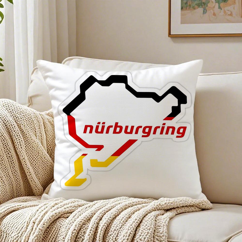 NNurburgringS Sport Car Cushion Cover Linen Pillowcase Soft for Sofa Bed Home Room Decor