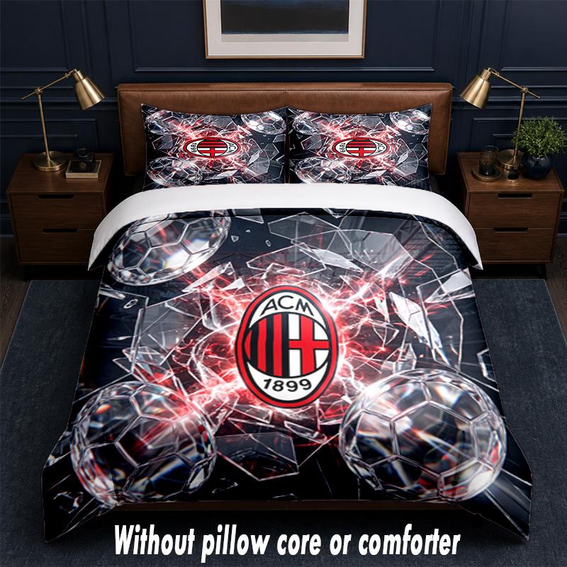AC Mailand Design Bett Bettwäsche Set 1 Bettbezug + 2 Kissenbezüge Weich Atmungsaktiv Haushalt Bettwäsche