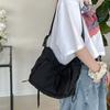 Korean Style Bow Crossbody Bag Pleated Drawstring Bag Cute Nylon Shoulder Bag  Travel