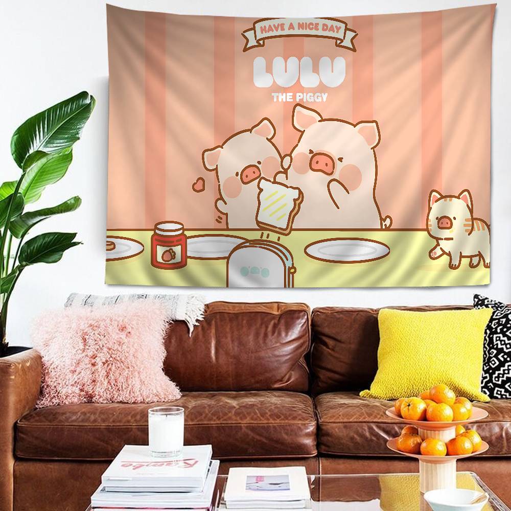 Cute Cartoon LLulu The Piggy Colorful Tapestry Wall Hanging Bohemian Wall Tapestries Mandala Wall Hanging Sheets