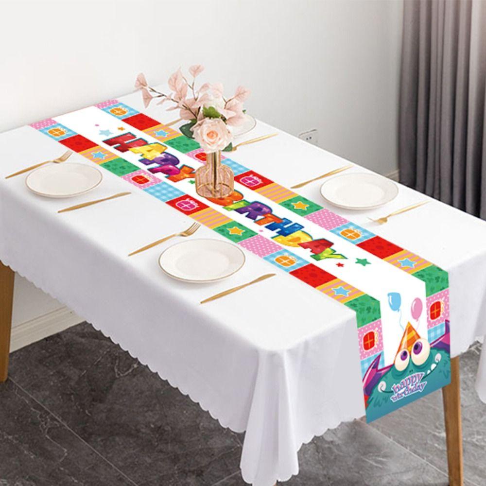 33x183cm Birthday Table Runner Home Backdrop Black Gold Table Cover For Adult Anniversary