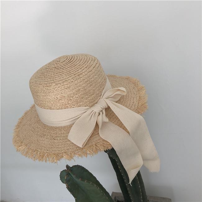 

Солом яний капелюх з плоским верхом, дитячий, з рафії, з пошкодженим краєм, з стрічкою, свіжий, морський, сонцезахисний, для пляжу M（56-58cm） білий