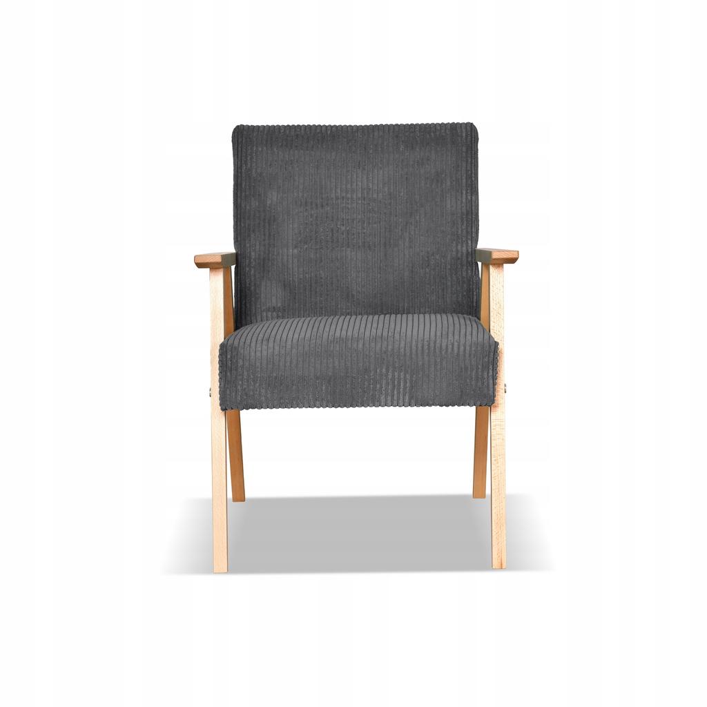 Fotel PRL zestaw retro vintage SOLER Family Meble grafitowy sztruks Anafi