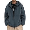Men's And Women's Solid-color Casual Thickened Fleece Warm Jacket, Men's Hooded Fleece Zipper Sweatshirt Jacket