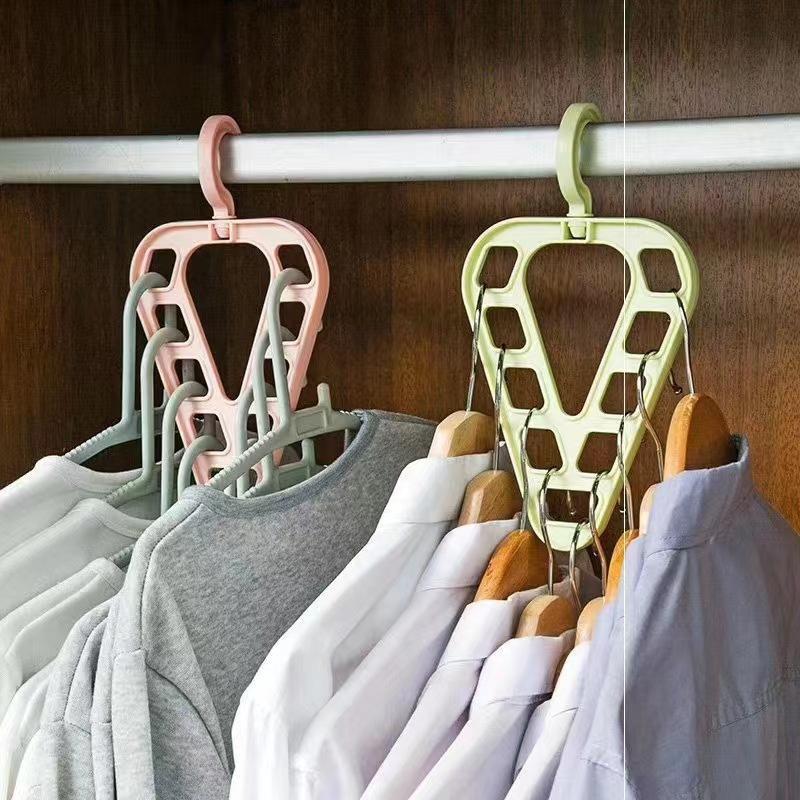 2Pcs 9 Hole Magic Clothes Hanger Closet Organizer Space Saving Multifunction Drying Racks Wardrobe Scarf Storage