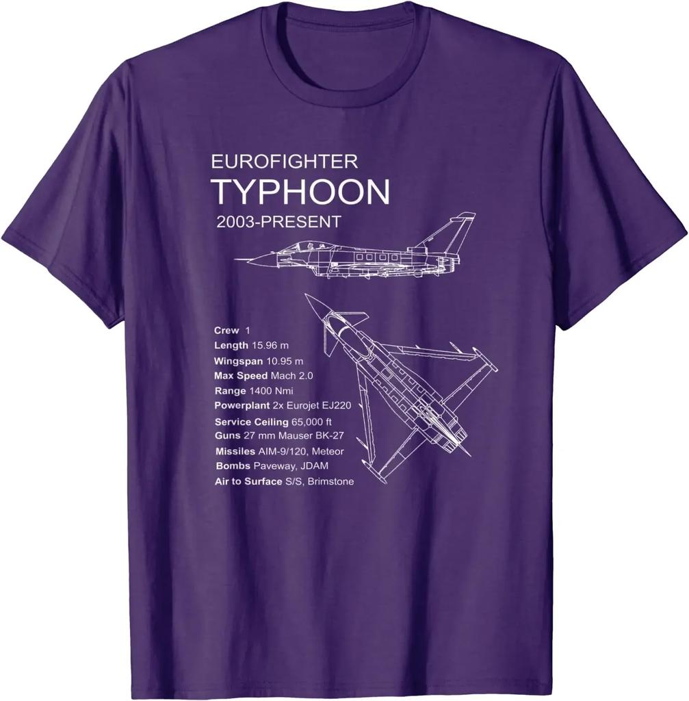 Eurofighter Typhoon Jet Flugzeug Flugzeug Herren T-Shirt Kurzarm Lässig Baumwolle Rundhals Hemden