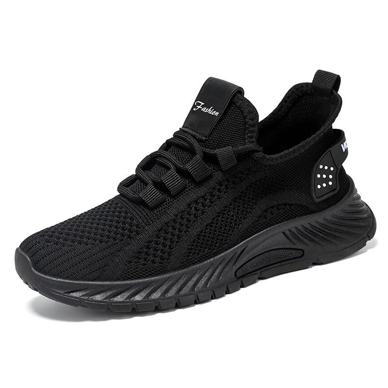 Shoes Female Couple Large Size Sneakers Flying Woven Lace-up Women's Shoes Soft Sole Breathable Running Shoes Light Mouth Comfortable Single Shoes