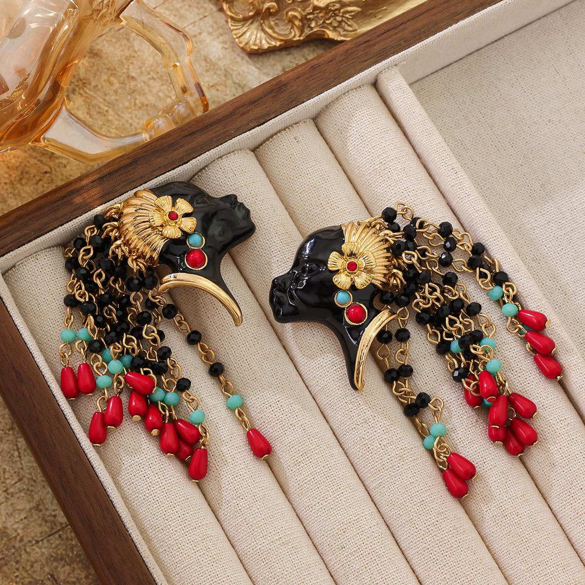 Fashion Tassel Earrings Bohemian Alloy Personality Ear Clips Brooch