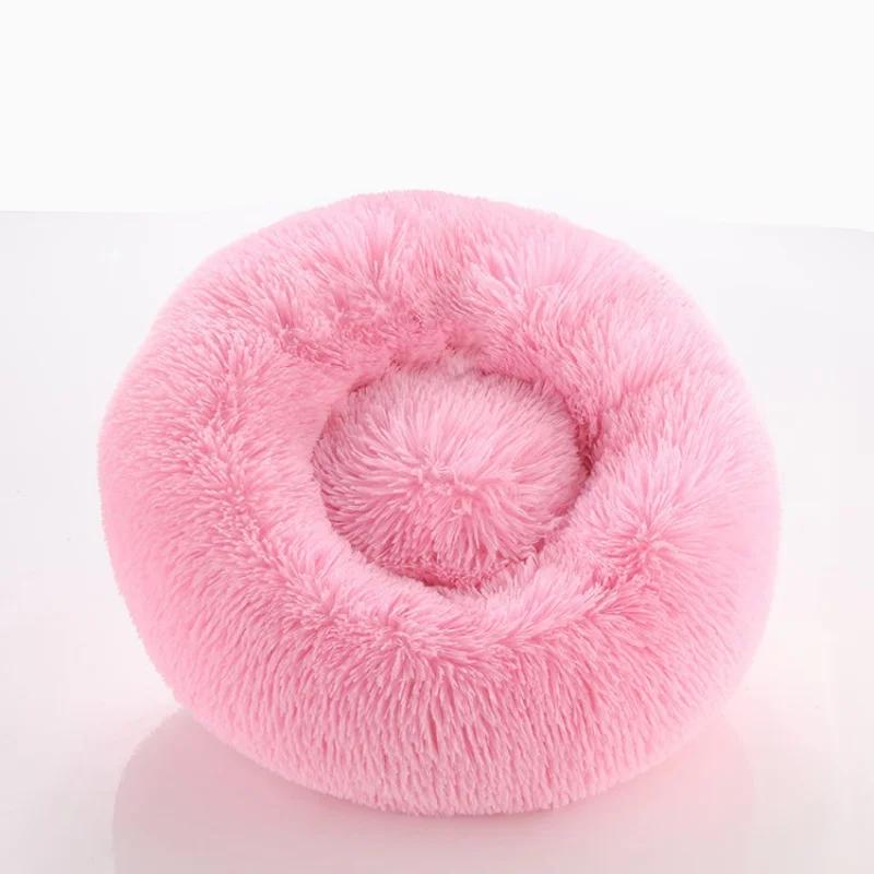 40-100cm Round Cat Bed Pet Bed Kennel Non-Slip Winter Warm Dog Kennel Sleeping Long Plush Soft Puppy Cushion Mat Cat Supplies