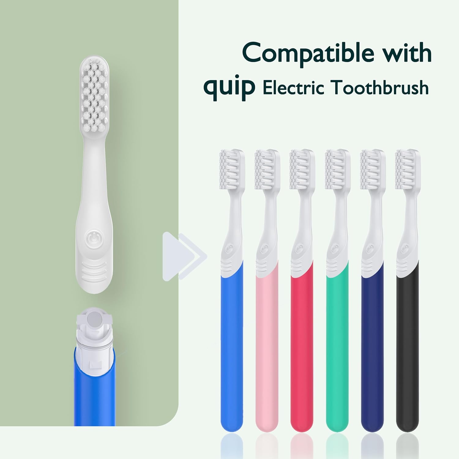 

Toothbrush Replacement Heads for Quip, 5 Pack, Standard Adult Brush Head Refill with Built-in Tongue Scraper, Soft Bristles, White